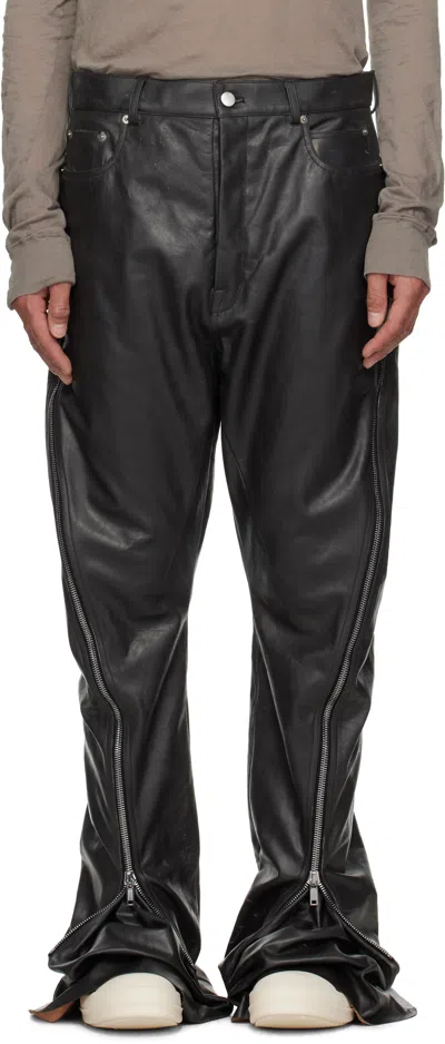 Rick Owens Black Hollywood Bolan Banana Leather Trousers In 09 Black