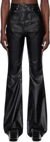 Rick Owens Black Hollywood Bolan Bootcut Coated Jeans In 09 Black