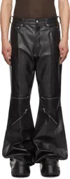 Rick Owens Black Hollywood Bolan Cargo Leather Pants In 09 Black