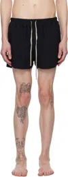 Rick Owens Black Swimwear With Elastic Waistband And Drawstring In 09 Black