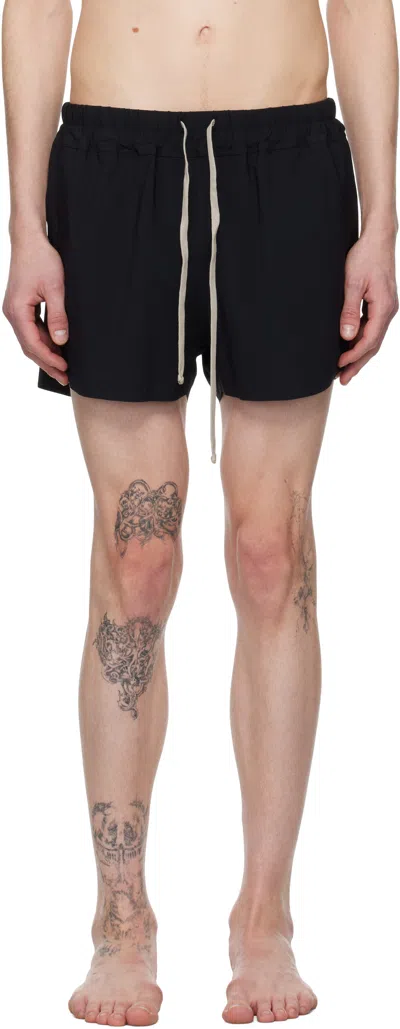 RICK OWENS BLACK HOLLYWOOD BOXER SWIM SHORTS