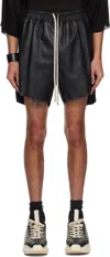 Rick Owens Black Hollywood Boxers Leather Shorts In 09 Black