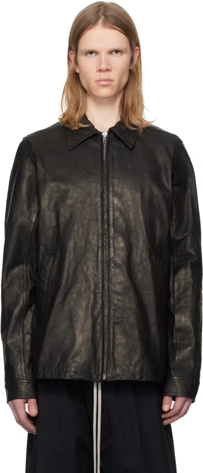 Rick Owens Black Hollywood Brad Leather Jacket In 09 Black