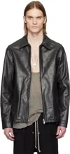 Rick Owens Calf Leather Bauhaus Jacket With Classic Collar In 09 Black