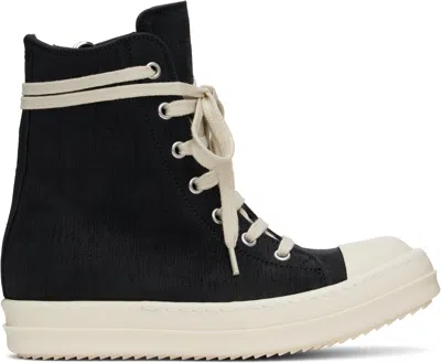RICK OWENS BLACK HOLLYWOOD BULL LEATHER SNEAKERS