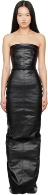 Rick Owens Black Hollywood Bustier Denim Gown In 09 Black