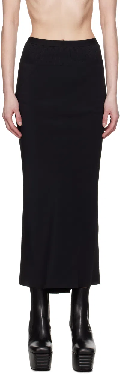 Rick Owens Black Hollywood Calf Bias Maxi Skirt In 09 Black