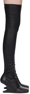 Rick Owens 80mm Cantilever Leather Sock Boots In Black