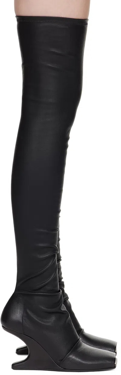 RICK OWENS BLACK HOLLYWOOD CANTILEVER SOCK 8 BOOTS