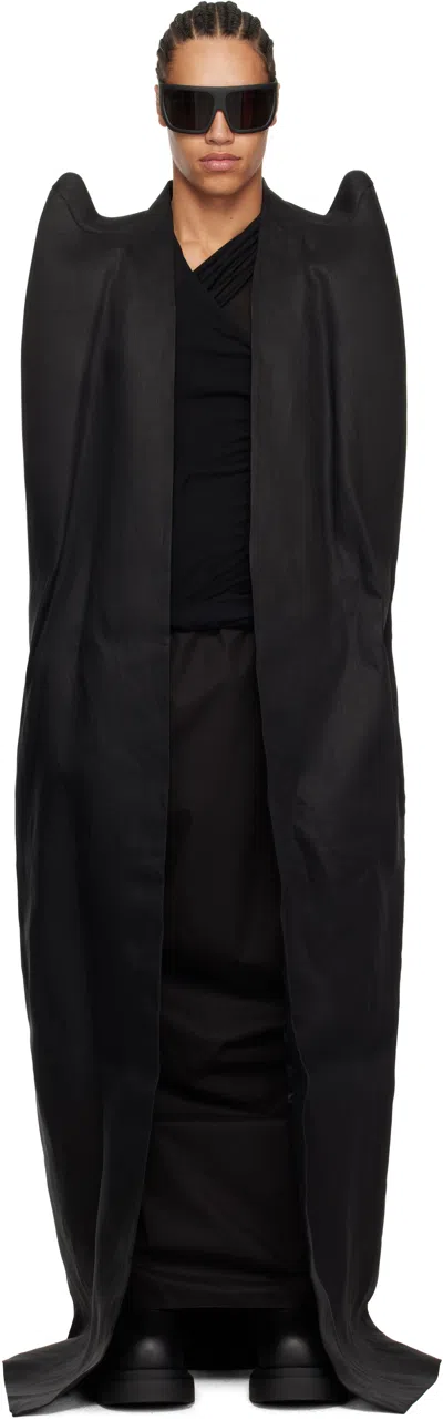 Rick Owens Black Hollywood Cape Coat In 09 Black