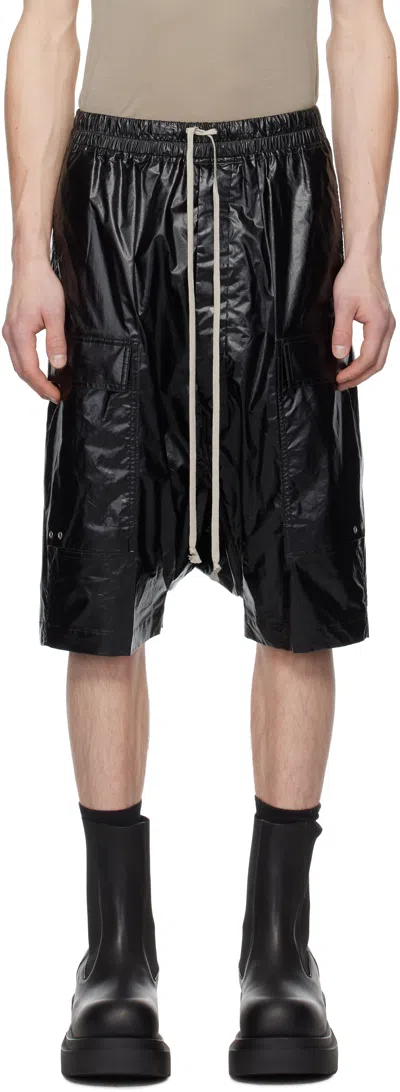 Rick Owens Black Hollywood Cargo Pods Shorts In 09 Black