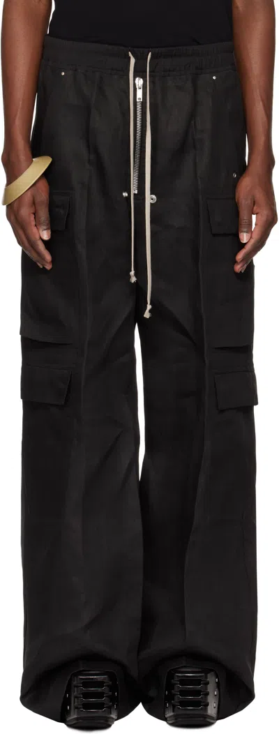 Rick Owens Black Hollywood Cargobela Cargo Pants In 09 Black