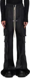 Rick Owens Mens Cargobelas Flared Wide-leg Relaxed-fit Woven Trousers Black In 09 Black