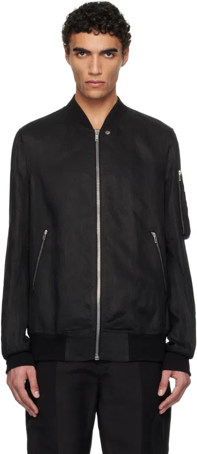 RICK OWENS BLACK HOLLYWOOD CLASSIC FLIGHT BOMBER JACKET