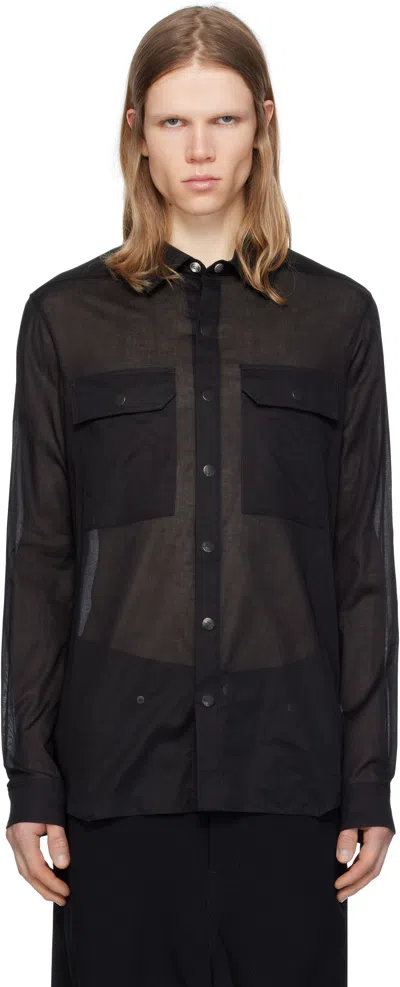 Rick Owens Black Hollywood Cotton Voile Shirt In 09 Black