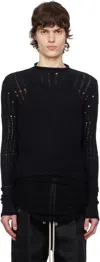 Rick Owens Black Hollywood Cropped Biker Round Neck Sweater In 09 Black