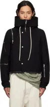 Rick Owens Black Hollywood Cropped Headon Parka In 09 Black