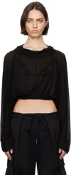 Rick Owens Crooped Hooded Tunic Sweaters And Cardigans Black