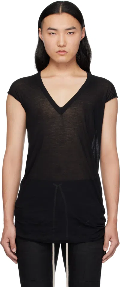 Rick Owens Black Hollywood Deep V Sl T-shirt In 09 Black