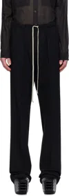 Rick Owens Black Hollywood Dietrich Drawstring Trousers In 09 Black
