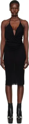Rick Owens Black Hollywood Draped Midi Dress In 09 Black