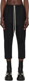 Rick Owens Pressed-crease Drawstring Cropped Trousers In 09 Black