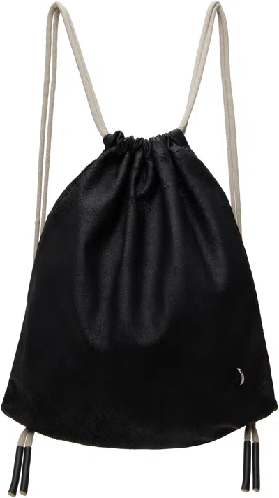 Rick Owens Black Hollywood Drawstring Backpack In 0908 Black/pearl