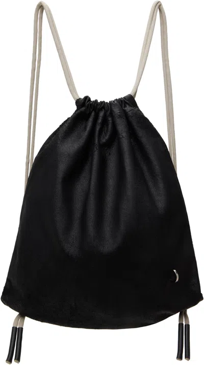 Rick Owens Black Hollywood Drawstring Backpack