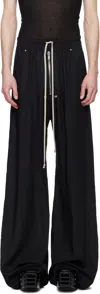 Rick Owens Black Hollywood Drawstring Cropped Trousers In 09 Black