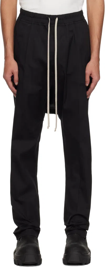Rick Owens Black Hollywood Drawstring Long Trousers In 09 Black