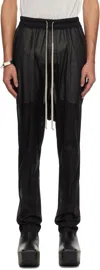 Rick Owens Black Hollywood Drawstring Long Trousers In 09 Black