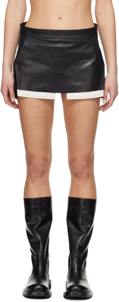 Rick Owens Black Hollywood Fog Cutoff Leather Miniskirt In 09 Black