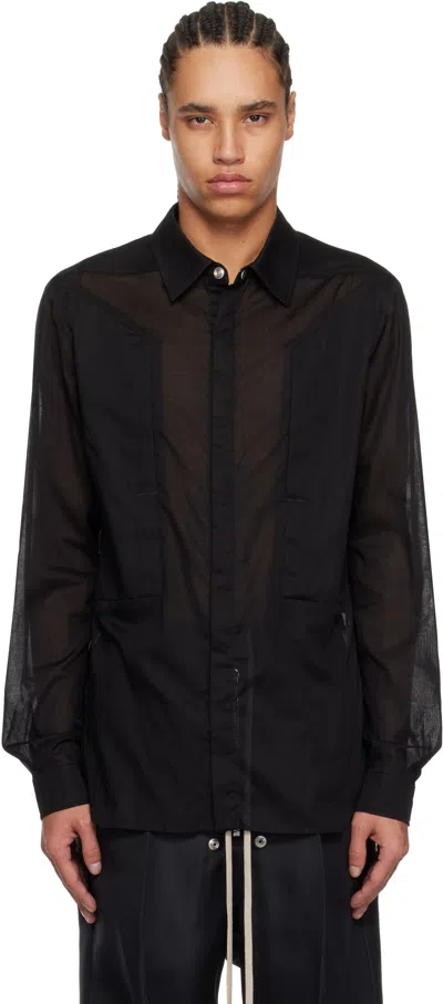Rick Owens Black Hollywood Fogpocket Shirt In 09 Black