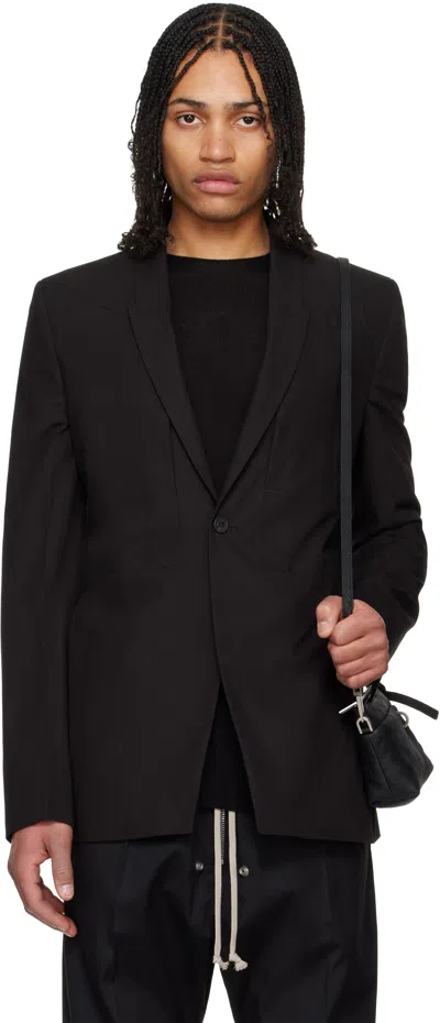 Rick Owens Black Hollywood Fogpocket Soft Soft Blazer In 09 Black