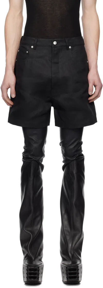 Rick Owens Black Hollywood Geth Cutoff Shorts In 09 Black