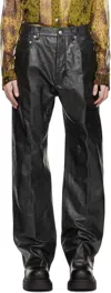 Rick Owens Black Hollywood Geth Leather Pants In 09 Black