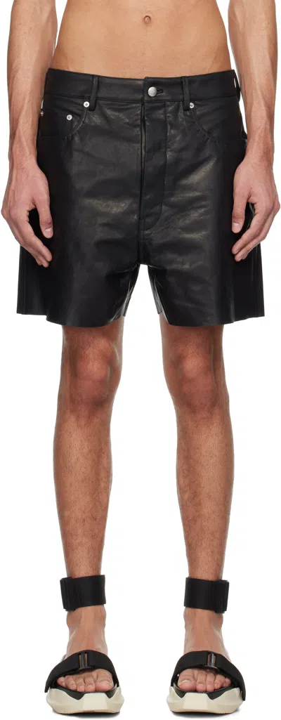 Rick Owens Black Hollywood Geth Leather Shorts