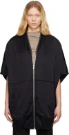 Rick Owens Black Hollywood Girdered Bubble Bomber Jacket In 09 Black