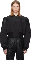Rick Owens Black Hollywood Girdered Leather Bomber Jacket In 09 Black