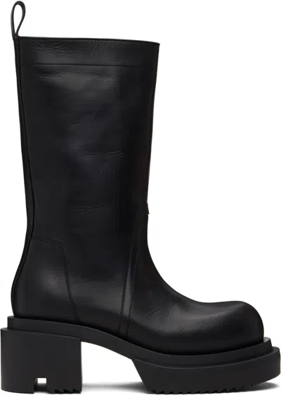 RICK OWENS BLACK HOLLYWOOD GROPPONE BOGUN BOOTS