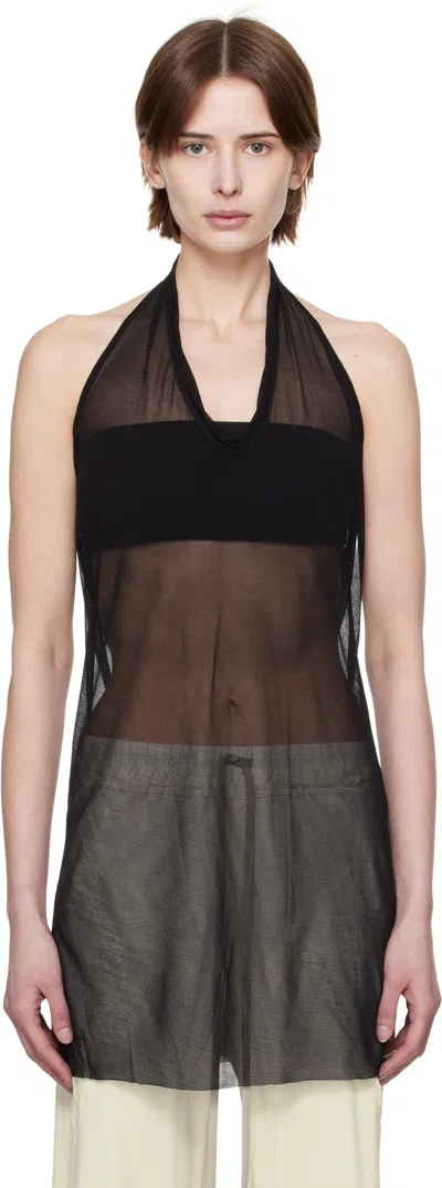 Rick Owens Black Hollywood Halter Tank Top In 09 Black