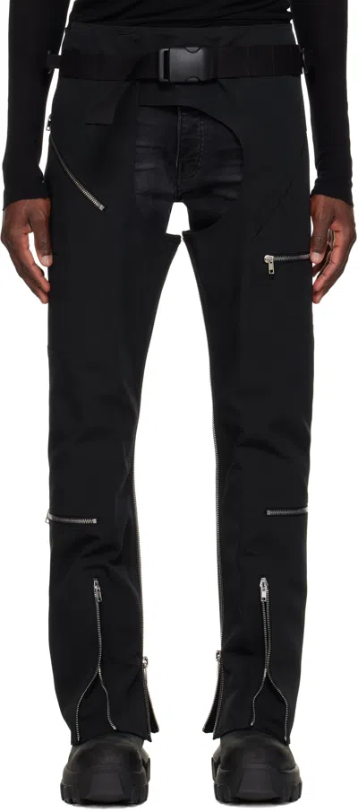 Rick Owens Black Hollywood Headon Chaps Trousers