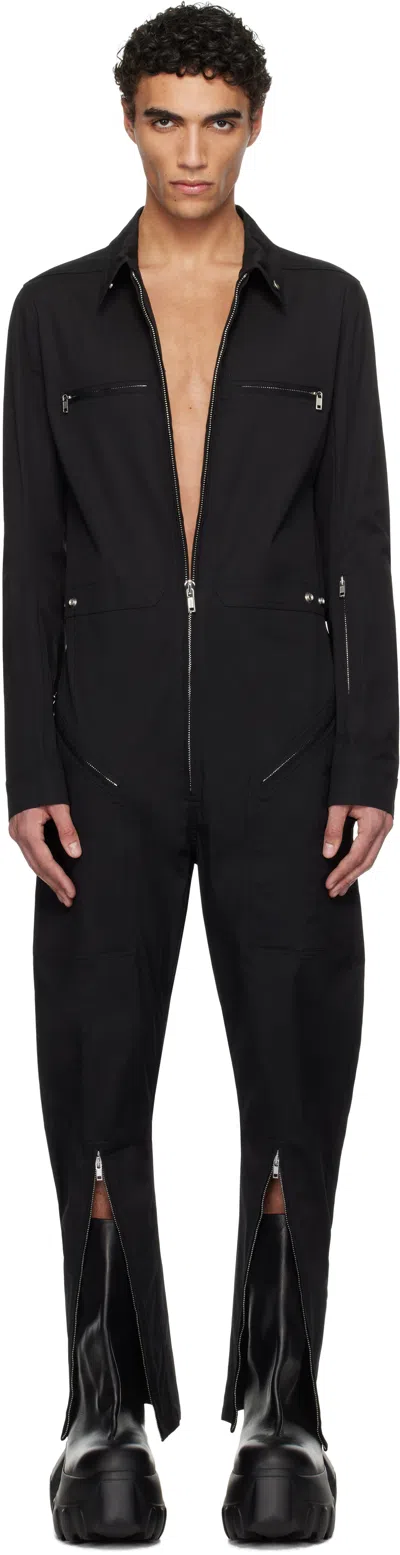 RICK OWENS BLACK HOLLYWOOD HEADON JUMPSUIT