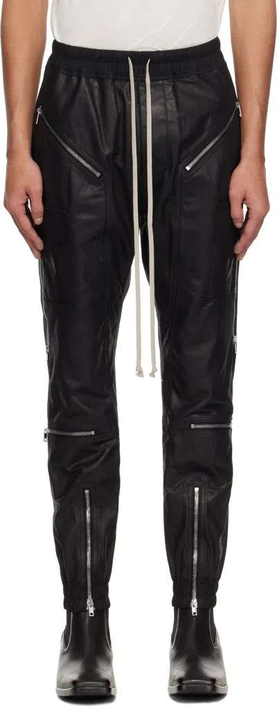 Rick Owens Black Hollywood Headon Leather Pants