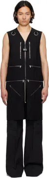 Rick Owens Black Hollywood Headon Utility Vest In 09 Black