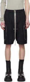 Rick Owens Bauhaus Organic Cotton Bermuda Shorts With Leather Details In 09 Black
