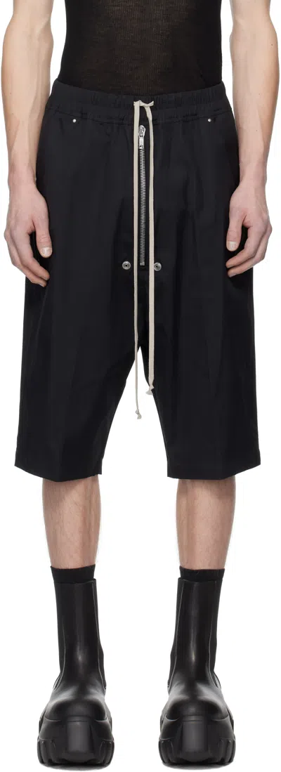 Rick Owens Black Hollywood Heavy Bela Pods Shorts In 09 Black