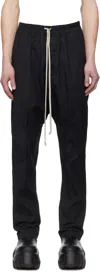 Rick Owens Black Hollywood Heavy Drawstring Long Trousers In 09 Black