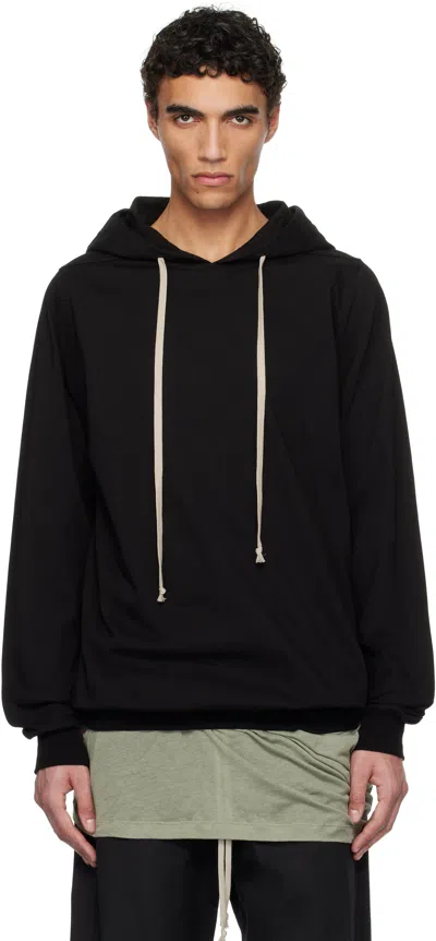 Rick Owens Black Hollywood Heavy Jersey Hoodie In 09 Black