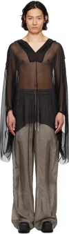 Rick Owens Black Hollywood Hooded Kaftan Hoodie In 09 Black